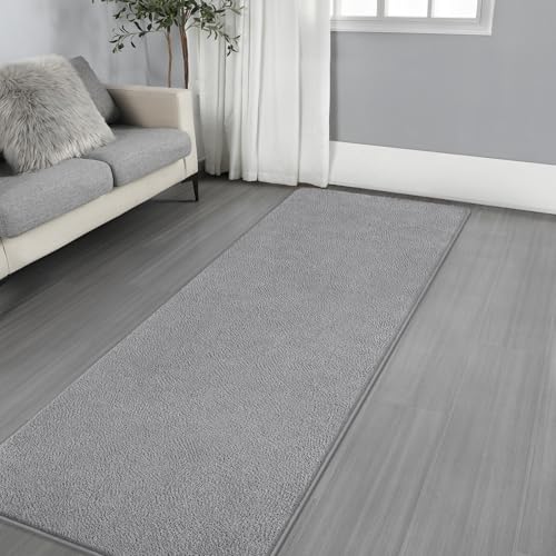 Gifeas Ultra Soft Modern Runner Rugs for Bedroom, 2x6 Feet Grey | Thickened Memory Foam Indoor Solid Minimalist Carpet, Non-Slip Furry Comfy Rug for Kid Boy Girl Nursery Dorm Room Home Decor - color: Grey, size: 2' X 6' (Rectangular)