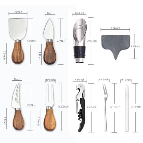 14 Piece Cheese Knife Set, Stainless Steel Cheese Knives | Charcuterie Boards Accessories, Butter Spreader Knife, Charcuterie Utensils with Wine Accessories & Premium Gift Box
