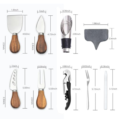 14 Piece Cheese Knife Set, Stainless Steel Cheese Knives | Charcuterie Boards Accessories, Butter Spreader Knife, Charcuterie Utensils with Wine Accessories & Premium Gift Box