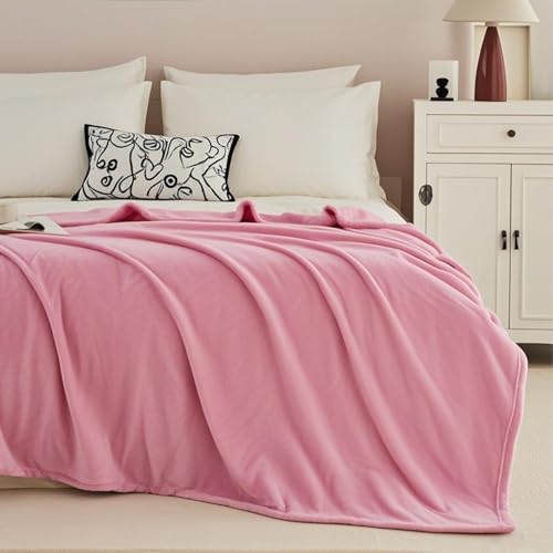 Fleece Blanket King Size, Silky Flannel Fuzzy Blankets for All Season, Cozy Lightweight Blanket for Couch, Bed, Sofa, 108" x 90", Pink, King - color: Pink, size: King