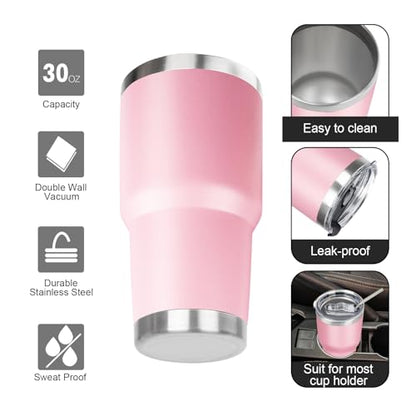 30 oz Tumbler with Lids and Straws Double Wall Vacuum Insulated Tumbler Cup,Stainless Steel Leak-proof Thermal Tumbler Travel Coffee Mug for Cold and Hot Drinks,Sakura Pink - color: Sakura Pink, size: 30 Ounces