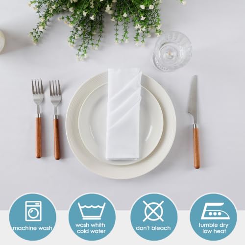 VidaFete White Cloth Napkin, 17 x 17 Inch Polyester Napkins Set of 12 | Polyester Napkins Cloth Reusable & Wrinkle-Resistant Dinner Napkins for Weddings, Banquets, Parties, Hotels and Restaurants - color: White, size: 17" x 17" (Set of 12)