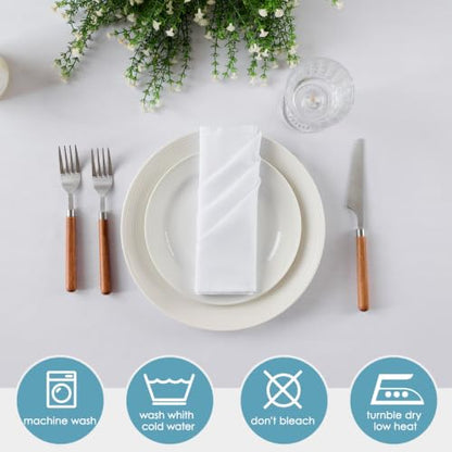 VidaFete White Cloth Napkin, 20 x 20 Inch Polyester Napkins Set of 12 | Polyester Napkins Cloth Reusable & Wrinkle-Resistant Dinner Napkins for Weddings, Banquets, Parties, Hotels and Restaurants - color: White, size: 20" x 20" (Set of 12)