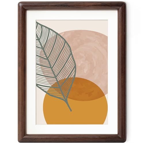 6 x 8 Walnut Frame - Rounded Corner 6x8 Picture Frame Matted to 5x7 - Natural Walnut Wood Photo Frame with Tempered Glass for Tabletop Display - color: Walnut, size: 6x8 - 1P