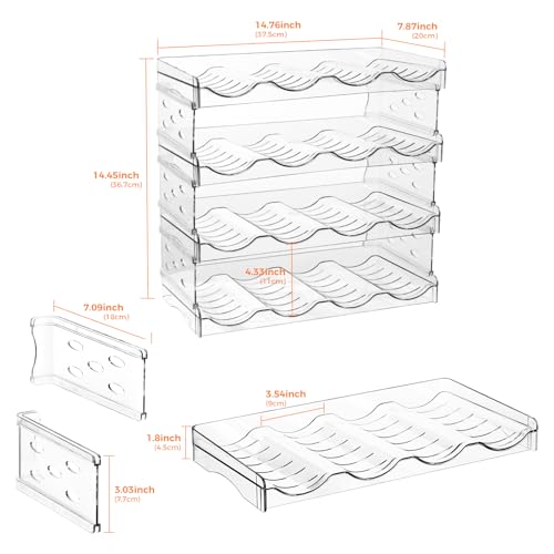 BoxedHome Plastic Water Bottle Organizer and Wine Rack Storage Holder for Inside Cabinet, Kitchen Countertop, Table Top, Pantry, Bars, Cabinets, Fridge - Clear (4 Tier 16 Containers) - size: 4Tier 16Bottles