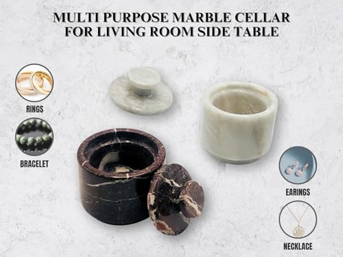 Marble Salt Cellar with Lid 2 Pack - Stone Salt Container for Countertop, Salt Box Keeper for Kitchen Counter, 3.5 oz OceanicX Marble Cellar Set (White Red) - color: White Red Zebra
