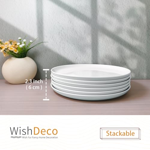 White Dinner Plates Set of 6, Porcelain Salad Plates 9 Inch, Modern Kitchen Plate, Round Serving Dishes, Microwave and Dishwasher Safe, Scratch Resistant, Smooth Glaze - color: White 9 inch