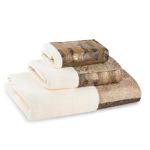 Zahari Home Zambia Animal Print Bathroom Towel Set 3 Piece Towel Bath Towel, Hand Towel and Wash Towel Classic Luxury Contemporary Decor - Unique Animal Print Pattern - color: Brown
