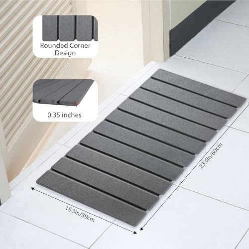 Foldable Stone Bath Mat Quick Drying Diatomaceous Earth Rubber Backing | 23.6 x 15.4 inch, Non-Slip Shower Mat, Super Absorbent, Easy to Clean, Bathroom Mat, Kitchen Rug, Water Absorbent Mat - color: Dark Grey