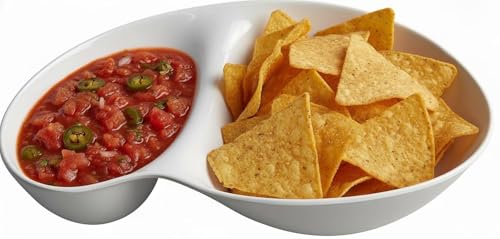 chip and dip bowl Chip and Dip Serving Set Melamine Tray Divided Platters (White)