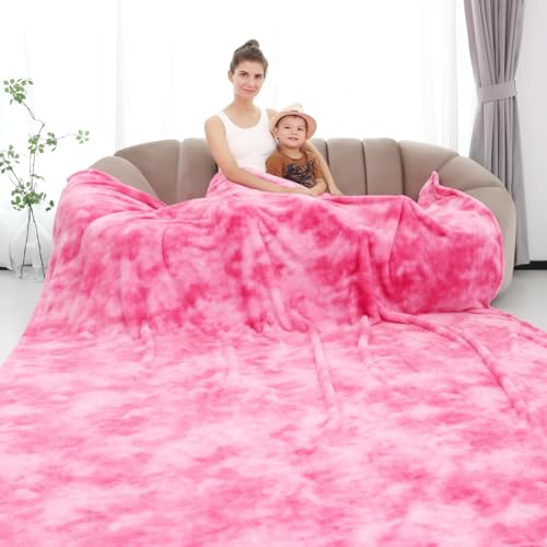 Pink Fleece Blanket Queen Size Throw Cozy Soft Lightweight Blankets for Bed Sofa Room Decor, Pink Warm Large Blanket for Women Girls Adults - color: Pink Tie Dye Blanket, size: Size 90" x 90"(228 x 228 cm)
