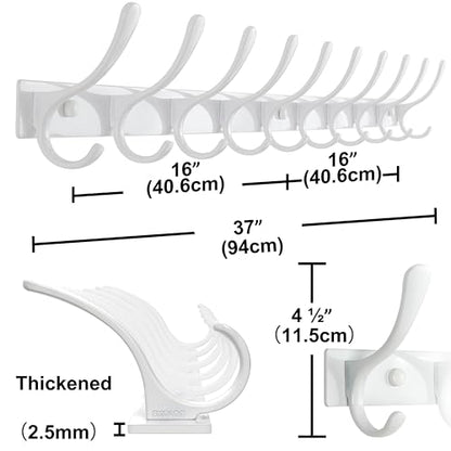 SKOLOO Wall Mounted Coat Rack - 10 Hooks, Heavy Duty, Stainless Steel, Metal Wall Hangers, Sturdy Coat Hooks for Hanging Coats, Jacket, Clothes, Hat, White - color: White, size: 10 Hook(1 Pack)