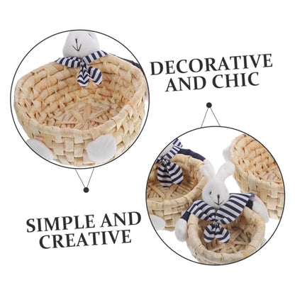 Alipis 3pcs Handmade Woven Straw Storage Decorative Nesting Containers for Easter Decor Crafted from Natural Straw for Organizing