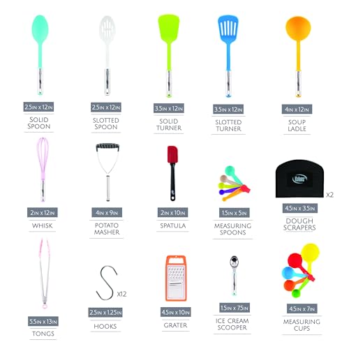 Kitchen Utensils Set 35 PCS Cooking Utensils Set, Nonstick and Heat Resistant Nylon Stainless Steel Silicone Spatula Set - Kitchen Gadgets Home Essentials Kitchen Accessories, Apartment Must Haves - color: Multicolor