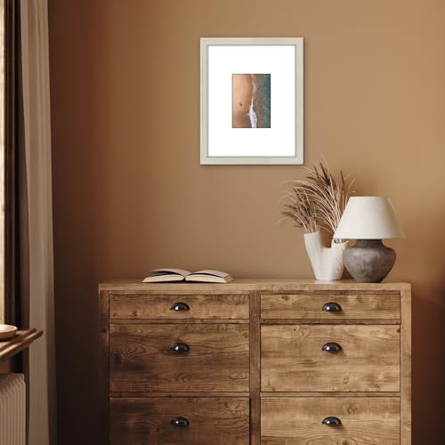Americanflat 11x14 Picture Frame - Matted to 5x7 - Light Wood | Shatter-resistant glass, hangs vertical or horizontal, sawtooth hangers included, use with or without mat - color: Light Wood