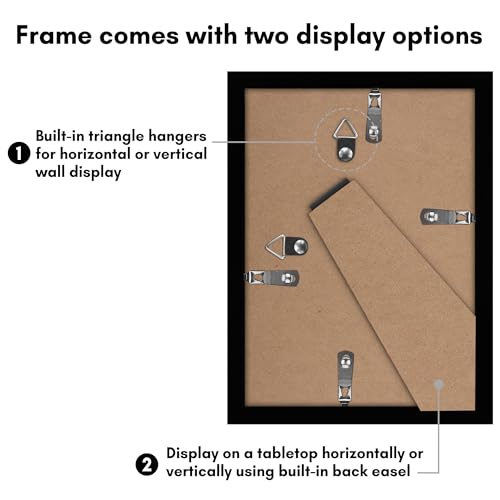 Americanflat 5x7 Picture Frame 2-Pack - Matted to 4x6 - Black | Slim Molding construction, Polished plexiglass front, wall or tabletop display with included easel, triangle hangers included - color: Black, size: 5x7 with 4x6 Mat