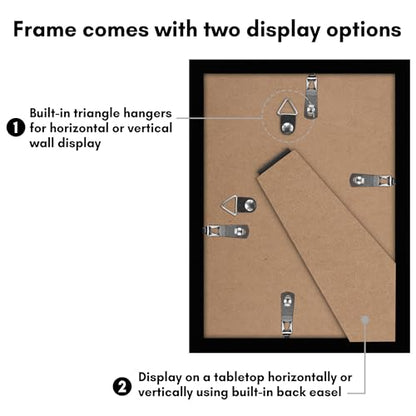 Americanflat 5x7 Picture Frame 2-Pack - Matted to 4x6 - Black | Slim Molding construction, Polished plexiglass front, wall or tabletop display with included easel, triangle hangers included - color: Black, size: 5x7 with 4x6 Mat