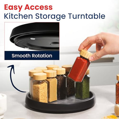 Oizeir 10 Inch Lazy Susan (Set of 4) - Non-Skid Turntable for Cabinet to Maximize Storage and Simplify Accessibility in Kitchen, Bathroom, and Pantry Spaces (Black) - color: Black