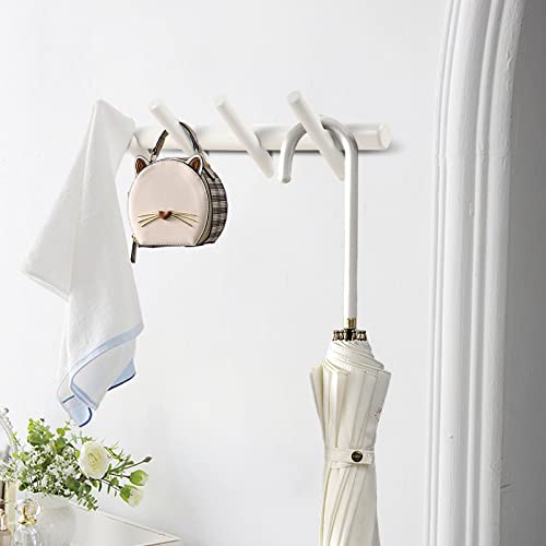 KYSMOTIC Modern Wood Coat Rack - Wall Mounted - White 4 Peg Coat Hooks - Hanging Clothes Robes Towels Hats - color: White, size: 4 Hooks