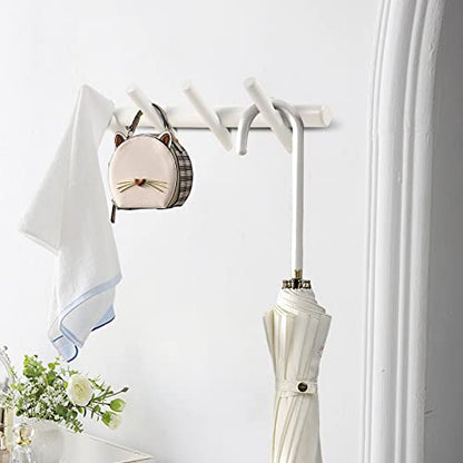 KYSMOTIC Modern Wood Coat Rack - Wall Mounted - White 4 Peg Coat Hooks - Hanging Clothes Robes Towels Hats - color: White, size: 4 Hooks