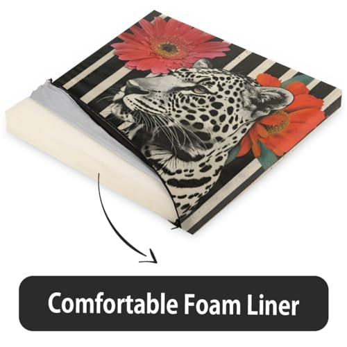 Leopard Print Memory Foam Chair Cushion for Dining Chair Comfortable Leopard Cheetah Seat Cushion Non Slip Kitchen Cafe Office Square Chair Pad - color: Multi 1