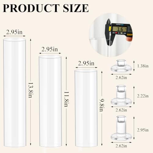 Hurricane Taper Candle Holder Thickened Cylinder Covers | with Candlestick Holders Set of 6 Centerpiece for Wedding Dining Table - size: With Hurricane
