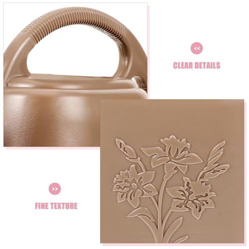 Long Spout Watering Can for Indoor Plants, Garden Watering Can with Thickened Plastic Body, Deep Gray Floral Design, Suitable for Houseplants and Balcony Gardening