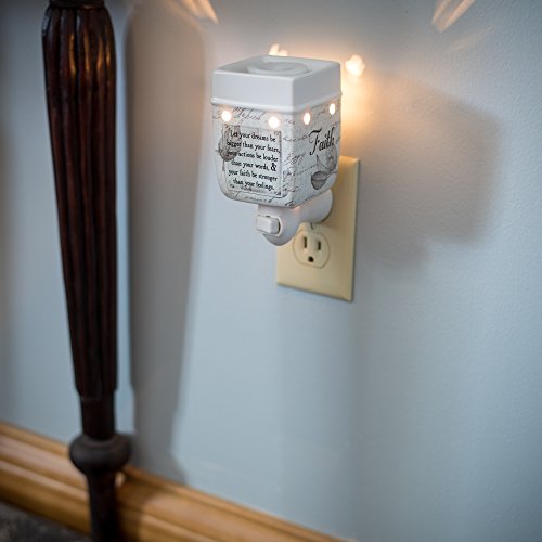 Elanze Designs Dream Bigger Actions Louder Faith Stronger Grey Leaves White Ceramic Stone Plug-in Warmer - size: Small Wall Plug-in
