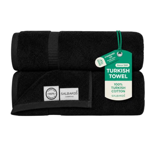 SALBAKOS 2-Piece 100% Turkish Cotton Bath Towels Extra Large 35x70, Black | Oversized Bath Sheet Towel for Bathroom & Beach, Thick, Super Soft, Highly Absorbent, Premium Hotel Quality, Made in Turkey - color: Black, size: 2 Bath Sheets