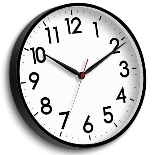 AKCISOT 16 Inch Wall Clock, Silent Battery Operated Analog Clock, Black | Large Size | Living Room | Kitchen | Classroom | Office | Easy to Read Numbers - color: A_black, size: 16 Inch