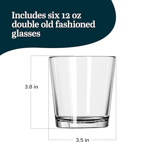 Libbey Bar Essentials Double Old Fashioned Glasses, 12 oz, Clear Restaurant Quality Drinking Glasses Set of 6, Modern Rocks Glass Set for Everyday Use - color: DOF 6