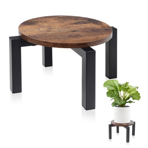 Vigordream Plant Stand Indoor, Heavy Duty Sturdy Metal Plant Pot Holder | Modern Wooden Planter Stool, Single Flower Pot Stands Low Short Planter Riser Flower Table Fits 5-12 Inch Pots - size: Medium