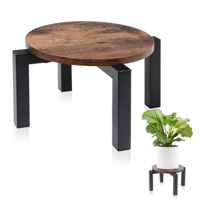 Vigordream Plant Stand Indoor, Heavy Duty Sturdy Metal Plant Pot Holder | Modern Wooden Planter Stool, Single Flower Pot Stands Low Short Planter Riser Flower Table Fits 5-12 Inch Pots - size: Medium
