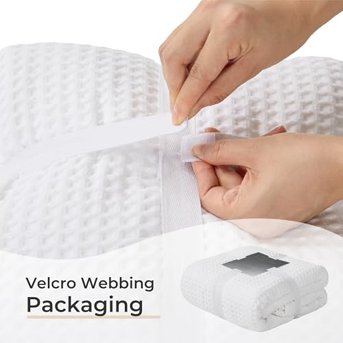 EGOHOME Cotton Two-Tone Check Pattern Waffle Blanket Queen Size | Bright White, 90"x90", Lightweight, Soft & Breathable for Bed, Couch, Sofa, All Seasons - color: Bright White, size: Queen