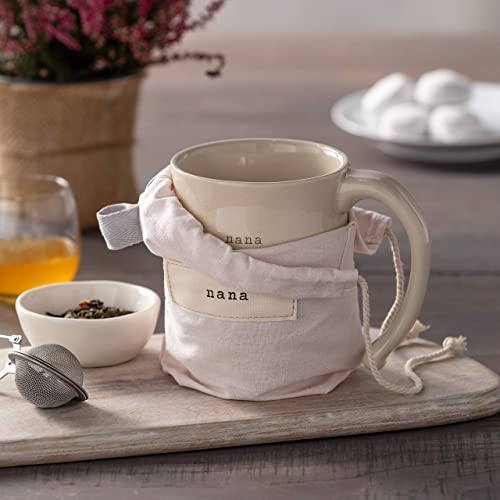 DEMDACO Warm Heart Ivory Ceramic Stoneware Nana Heart Mug, 16 oz | Meaningful Coffee Mug for Cherished Relationship Reminders, Curved Handle, Comfy Grip, Hand-Thrown, Microwave-Safe - style: Nana