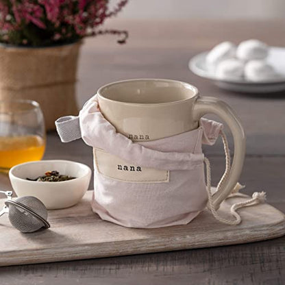 DEMDACO Warm Heart Ivory Ceramic Stoneware Nana Heart Mug, 16 oz | Meaningful Coffee Mug for Cherished Relationship Reminders, Curved Handle, Comfy Grip, Hand-Thrown, Microwave-Safe - style: Nana