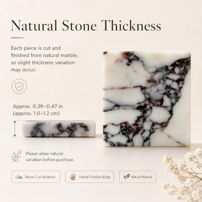 Calacatta Viola Marble Trinket Tray, 4-Inch Square Stone Coaster | Natural marble for rings, earrings, keys, candles and perfume; compact 4-inch square, flat rimless tray, one piece included. - color: Slap 10x10cm