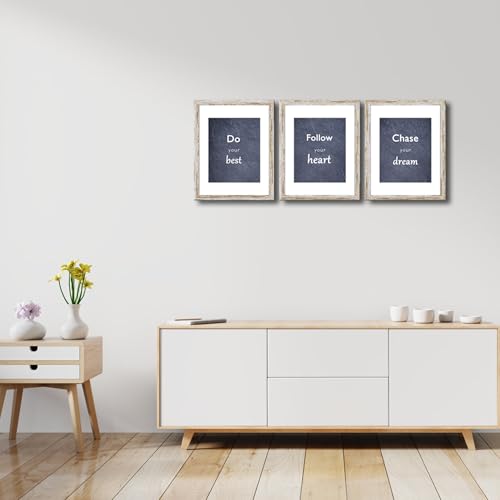 Rustic Distressed Retro Style White Frame 11x14 Picture Frame Set of 3 with Real Glass for Pictures 8x10 with Mat or 11x14 Without Mat, Wall Gallery or Tabletop display - size: 11x14(set of 3)