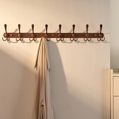 Coat Rack Wall Mount - 29.5” Long 8-Tri-Hooks Heavy Duty Coat Hanger Rail Wall Hooks for Hanging Coats Hats Clothing Clothes Purse Mudroom Entryway, Red Antique Copper - color: Antique Copper, size: L=29.5” (1 Pcs)