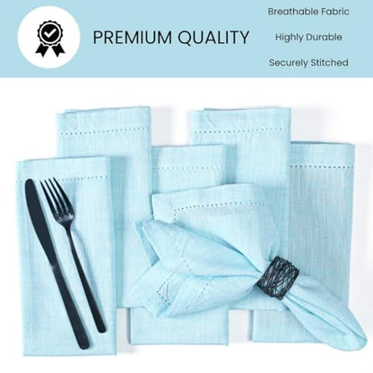 Cloth Dinner Napkins 100% Cotton Set of 6 - Soft Durable Washable - Ideal for Farmhouse Parties Wedding Christmas Easter - Perfect Everyday Use Table Cloth Napkins 18x18 Light Blue - color: Light Blue