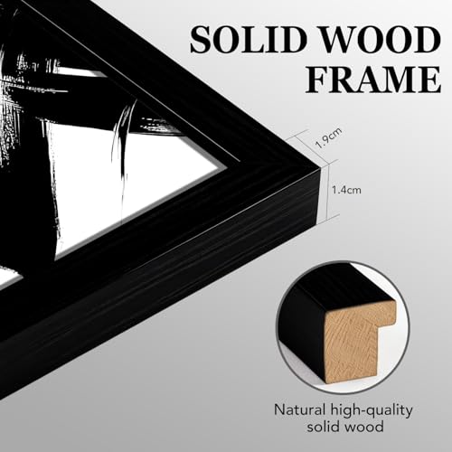 RUURUU 3Pcs Framed Black and White Abstract Canvas Wall Art Modern Minimalist Small Space Wall Decor for Living Room Bedroom Office Brush Stroke Gallery Pictures Posters Prints 12x16 Inches - size: 12x16Inches