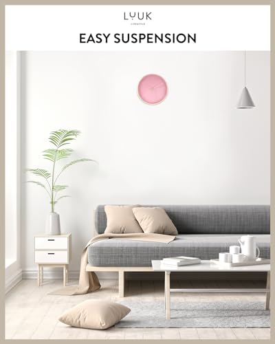 Modern Silent Quartz Wall Clock, 10in, Pink & Gold | Simple & Trendy, Gifting ideas, Analog, Easy-to-read, Battery operated, Wall mount, Mantel display, Bedroom, Bathroom - color: Rose, 10"