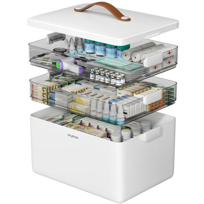 CTIME 3-Tier Medicine Organizer - Portable Medicine Cabinet with Handle | Multipurpose Medical Box, Pill Organizer, Empty First Aid Kit for Home - size: Regular 3-Tier