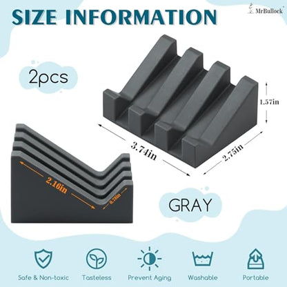 Silicone Soap Dish Self Draining with Suction Cups (Gray, 2 Pack) | Waterfall drainage design drains fast to keep soap dry silicone soap saver with reusable suction cups for bathroom & kitchen - color: Gray, size: 2