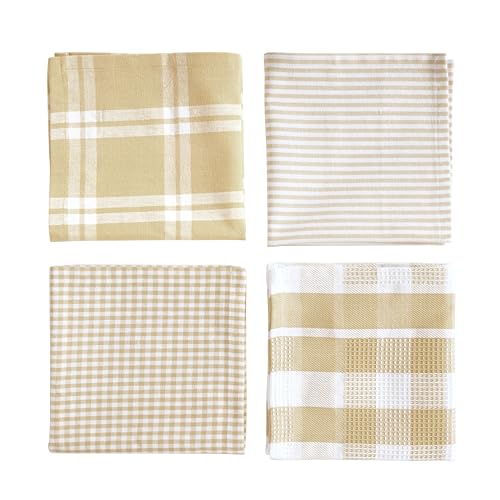 LANE LINEN 100% Cotton Kitchen Dish Cloths, Ultra Soft Absorbent Quick Drying Dish Towels, Multiweave Wash Cloths Dish Towel Sets, 12x12 Inches, 12 Pack - Beige - color: 01: Beige, size: 12"x12" - 12 Pack