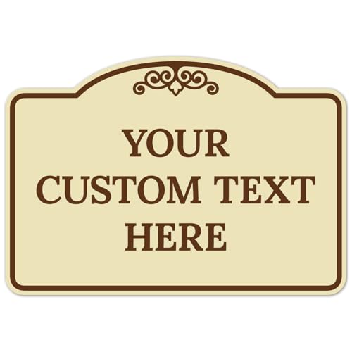 Custom Decorative Sign, Personalized Metal Sign for Business, Driveway, Home, Airbnb, Office Door Plaque, Brown Border Sign, 7x10 Inches, ACM, Fade Resistant, Made in USA by Sigo Signs - color: Brown Border, size: 10x7