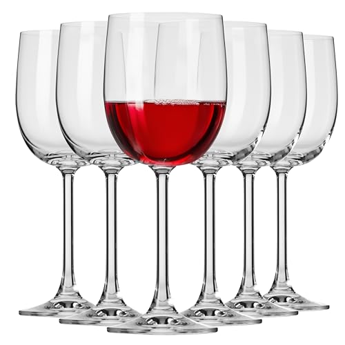 KROSNO Wine Glasses Set of 6, 11.5 oz, Gema Collection | White or Red Wine Set, Lead-Free Crystal Glassware, Drinking Glasses, Aperol Spritz Glases, Wedding Gift, Dishwasher Safe - size: 340ml