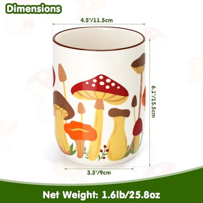 Nefelibata Mushroom Ceramic Utensil Holder Rustic Functional Utensil Crock | Kitchen Storage Decor Perfect for Storing Cooking Tools and Cutlery Keep Organized Large Crock for Countertops