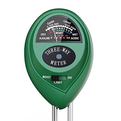 Dr.meter Plant Moisture Meter 3 in 1 Soil Moisture Light pH Tester | Soil Probe Test Kits for Indoor Outdoor Plant Care, Hydrometer for Plants, No Battery Needed