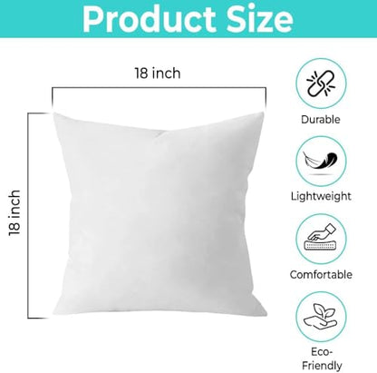 QUBA LINEN Throw Pillow Inserts (Set of 5, White), 18x18 Inches - Premium Cushion Fillers for Sofa, Bed, and Home Décor (18x18 Inch (Pack of 5)) - size: 18x18 Inch (Pack of 5)